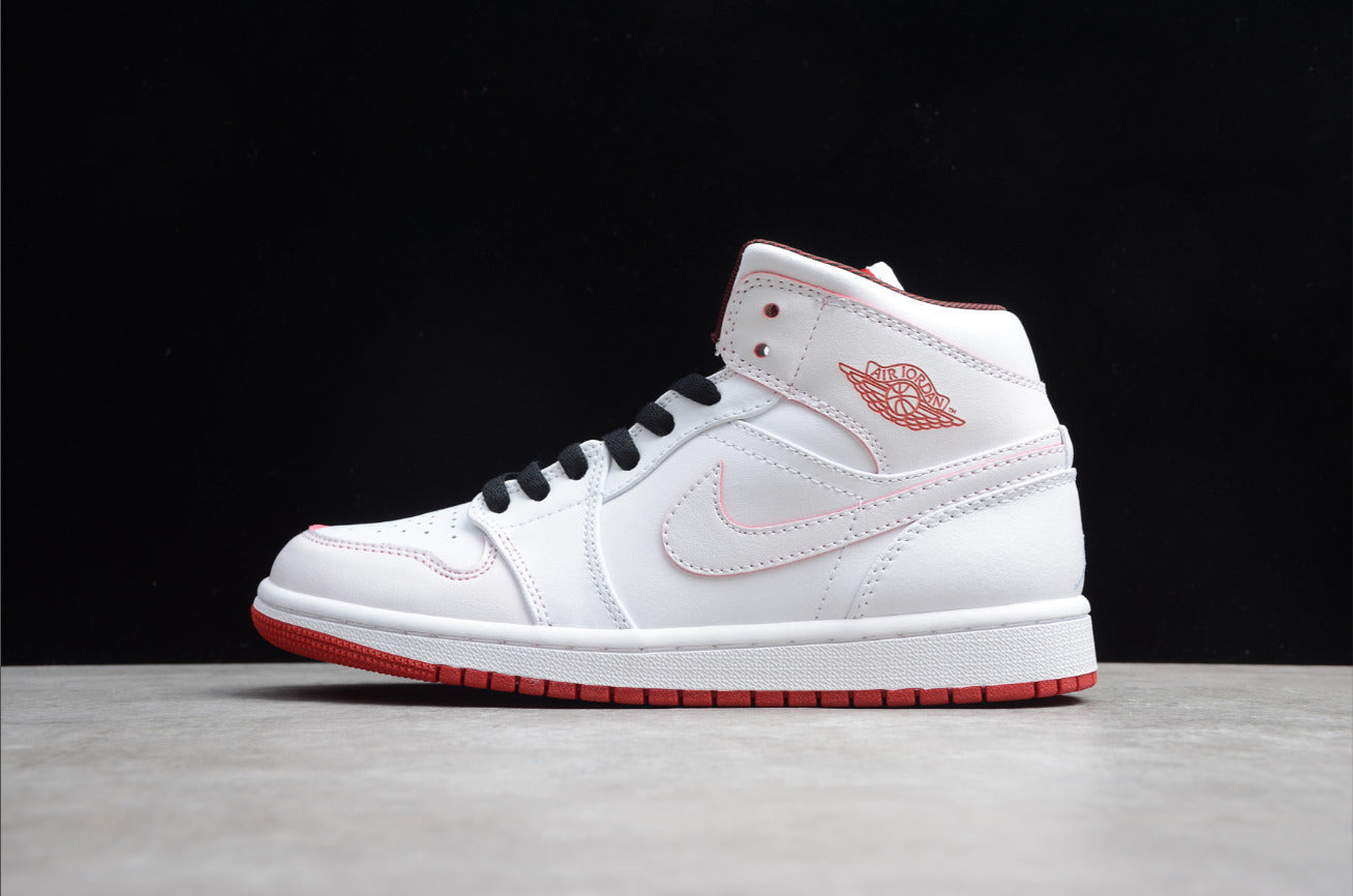 Air Jordan 1 Retro Mid White Gym Red Black