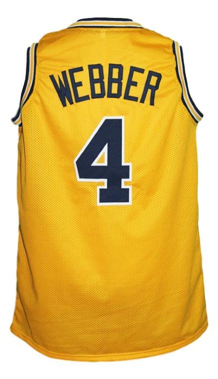 Chris Webber Jersey #4 Michigan College Basketball Sewn Yellow