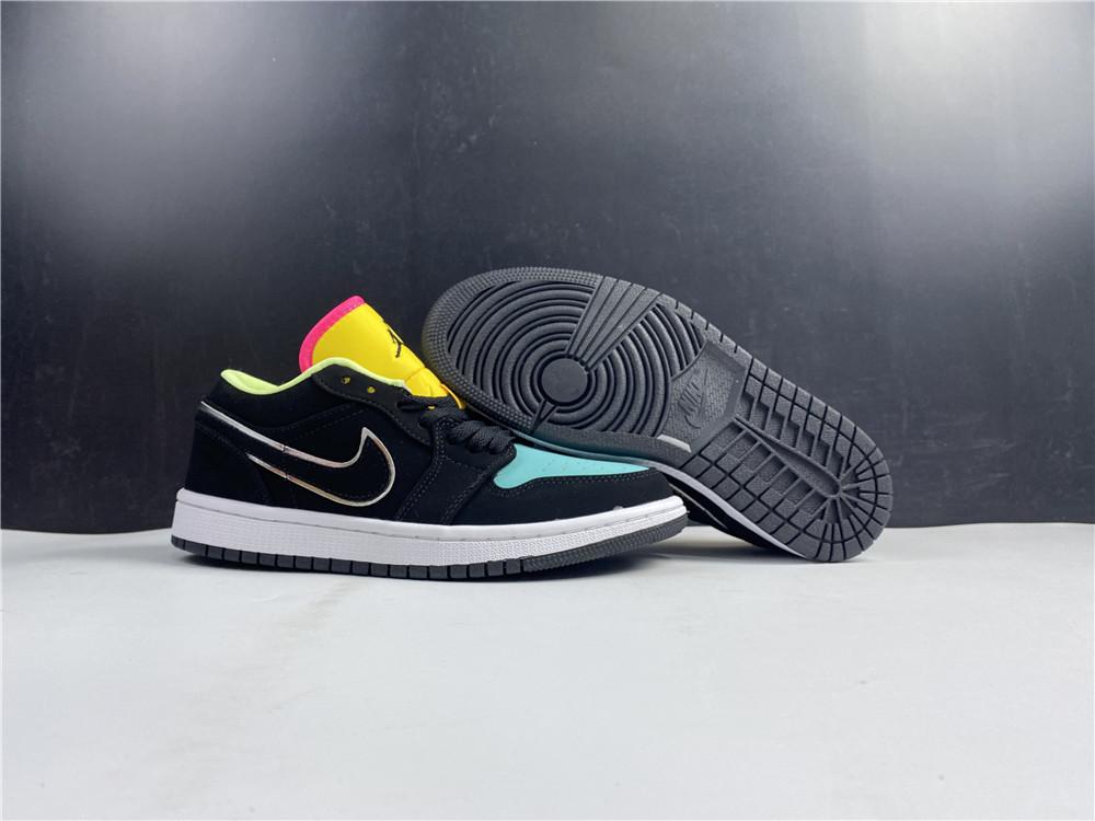 Air Jordan 1 Low Black Aurora Green Laser Orange