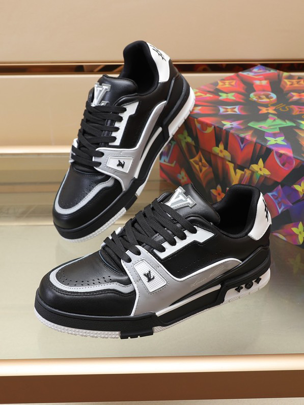 Luxury Virgil Trainer Sneakers Shoes #54 Signature Black Grey Monogram