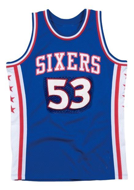 Darryl Dawkins Jersey #53 Philadelphia Basketball Sewn Blue