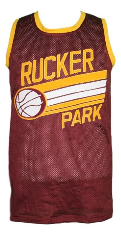 Nyc Jersey #1 Rucker Park College Basketball New Sewn Maroon