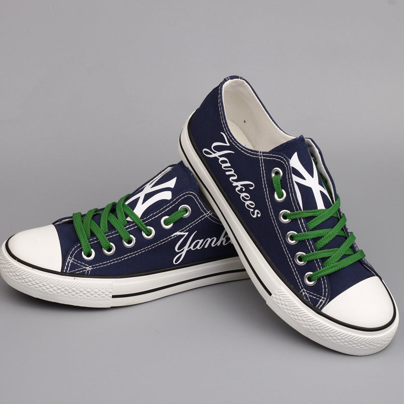 New York Yankees Limited Print MLB Baseball Fans Low Top Canvas Shoes Sport Sneakers T-D731L