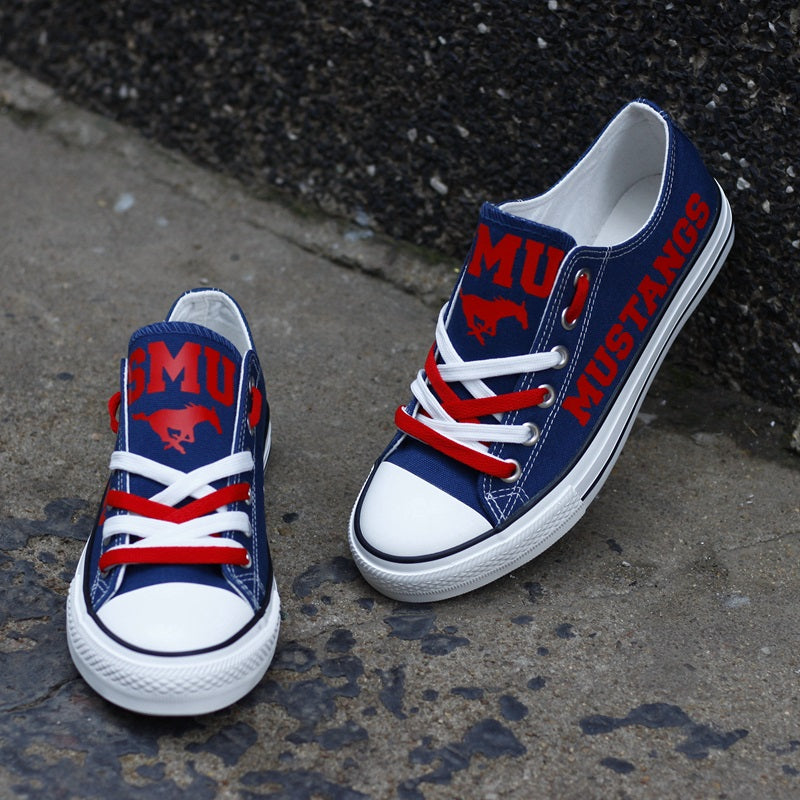 SMU Mustangs Limited Print NCAA College Students Low Top Canvas Shoes Sport Sneakers