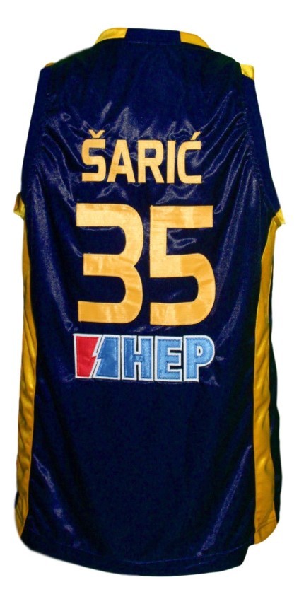 Dario Saric Jersey #35 KK Zagreb Croatia Basketball New Sewn Navy Blue