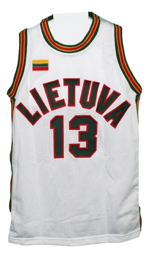 Sarunas Marciluionis Jersey #13 Lietuva Lithuania Basketball New White