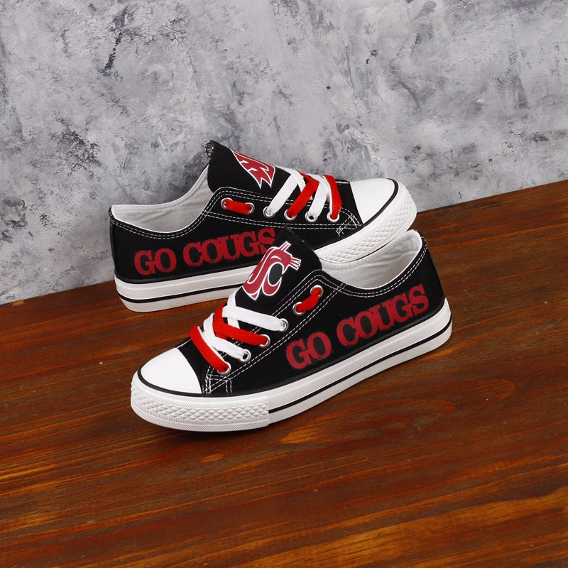 Washington State Cougars Limited Print NCAA College Students Low Top Canvas Shoes Sport Sneakers 1