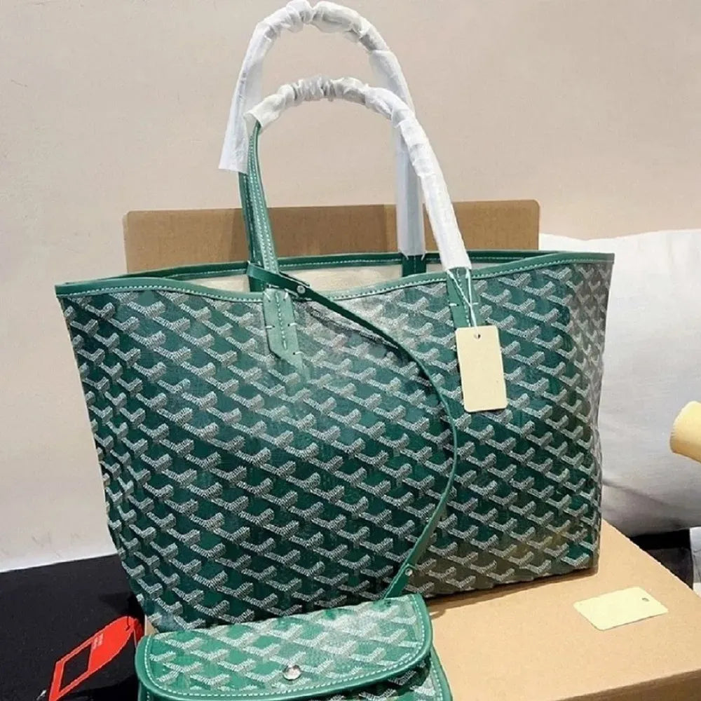 Luxury Designer Tote Bag Women’s High-End Black and Green Letter Handbag