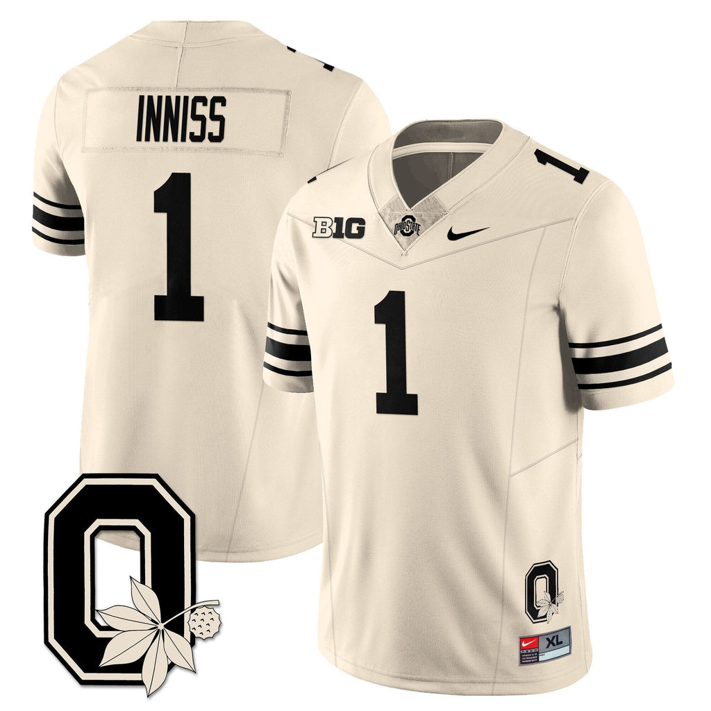 Brandon Inniss Jersey #1 Ohio State Buckeyes 2025 Vapor Limited Stitched Cream