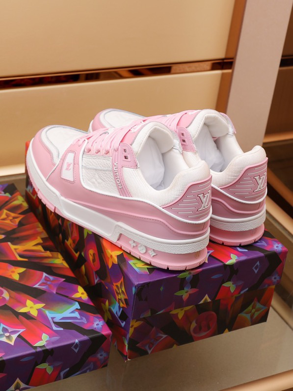Luxury Virgil Trainer Sneakers Shoes Signature Pink Chalk Monogram