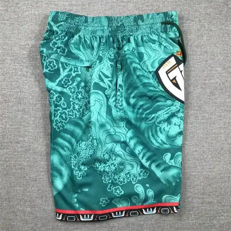 Vancouver Grizzlies Hardwood Classics Lunar New Year 2023 Turquoise Shorts - Basketball Shorts Store