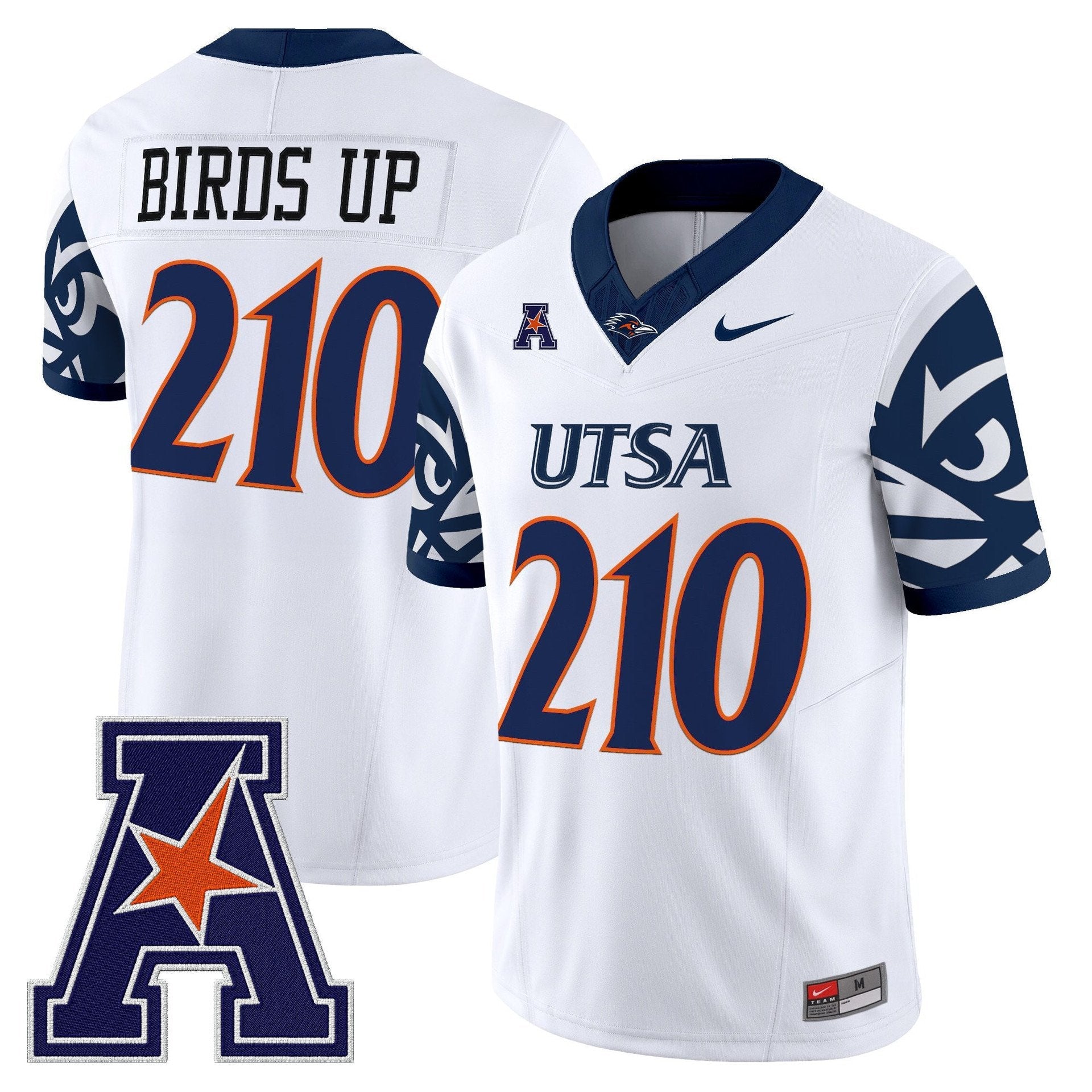 Birds Up Jersey #210 UTSA Roadrunners 2025 Vapor Limited V2 Stitched White