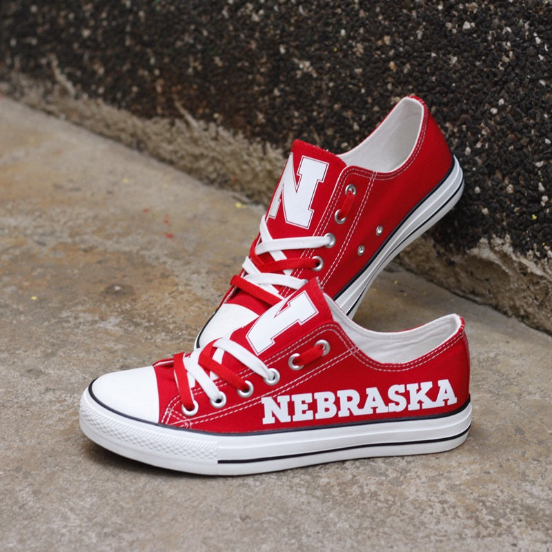 Customize Nebraska Cornhuskers Print Canvas Shoes French Design Low Top Sport Sneakers