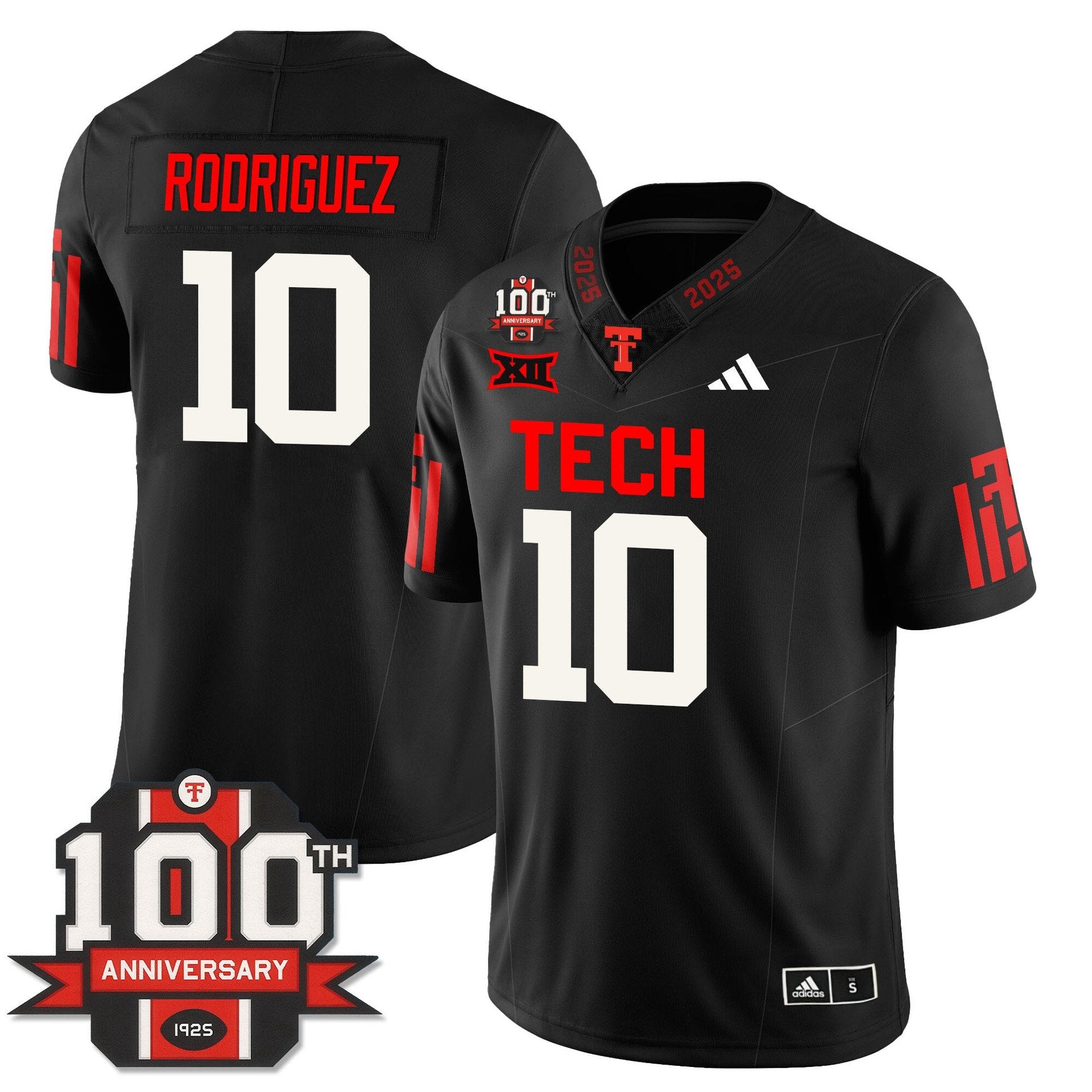 Jacob Rodriguez Jersey #10 Texas Tech Football 100th Anniversary Stitched Black