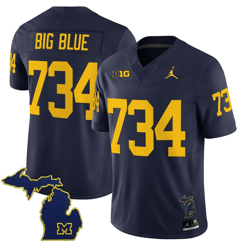 Big Blue Jersey #734 Michigan Wolverines 2025 Limited V2 Stitched Navy
