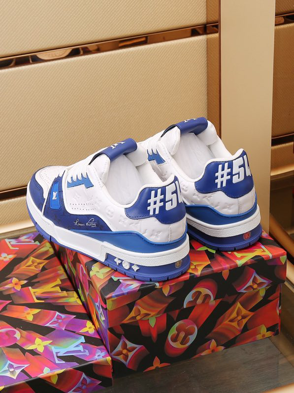 Luxury Trainer Sneakers Shoes #54 Signature Blue and White