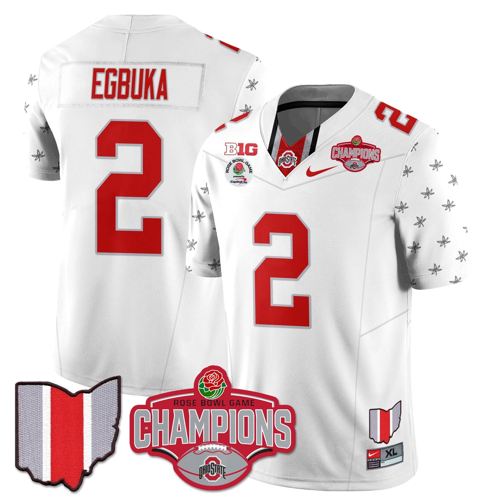 Men Ohio State Buckeyes 2024 Rose Bowl Champions Jersey - All Stitched
