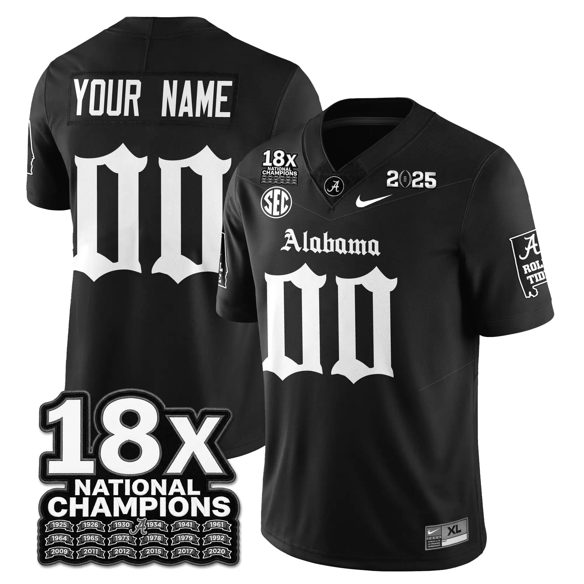 Custom Alabama Crimson Tide Football 18x-Time National Champions Gothic Vapor Limited Jersey