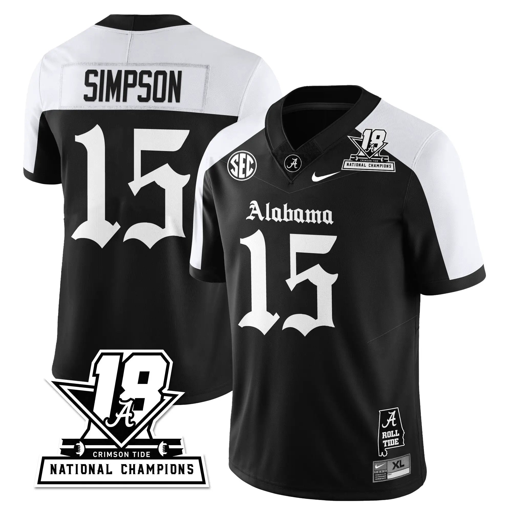 Men Alabama Crimson Tide Football 18x-Time National Champions Gothic Vapor Limited Jersey