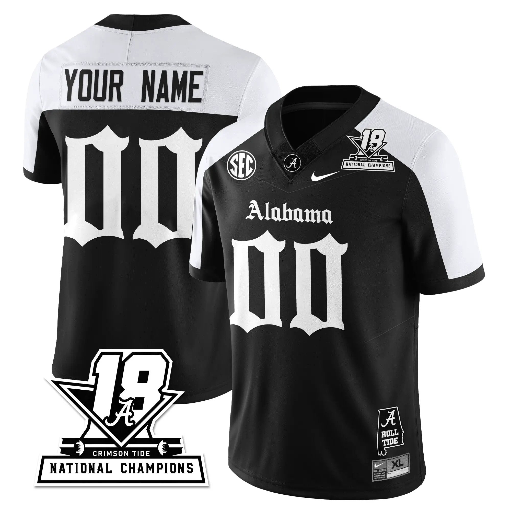 Men Alabama Crimson Tide Football 18x-Time National Champions Gothic Vapor Limited Jersey