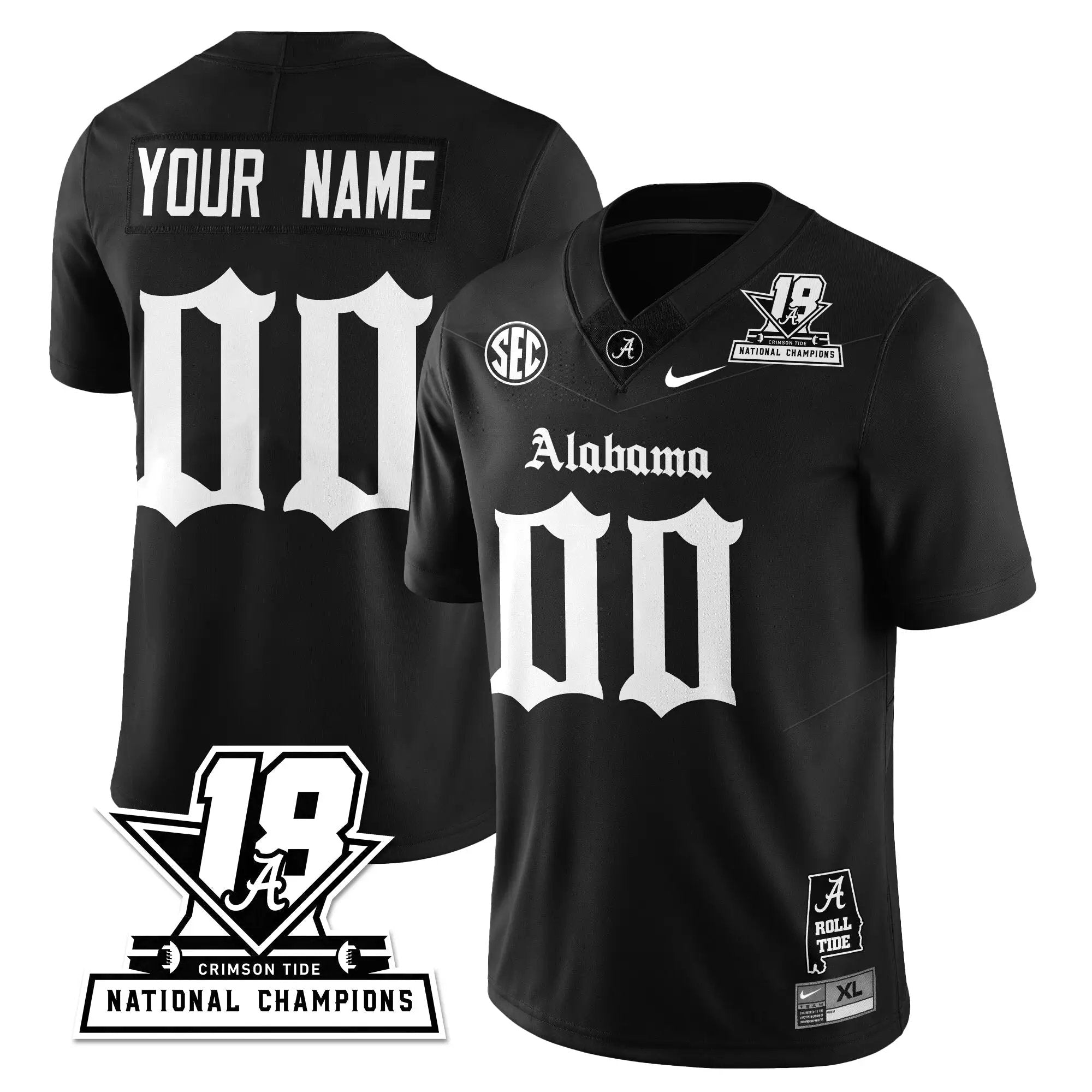 Alabama Crimson Tide Football 18x-Time National Champions Gothic Vapor Limited Custom Jersey