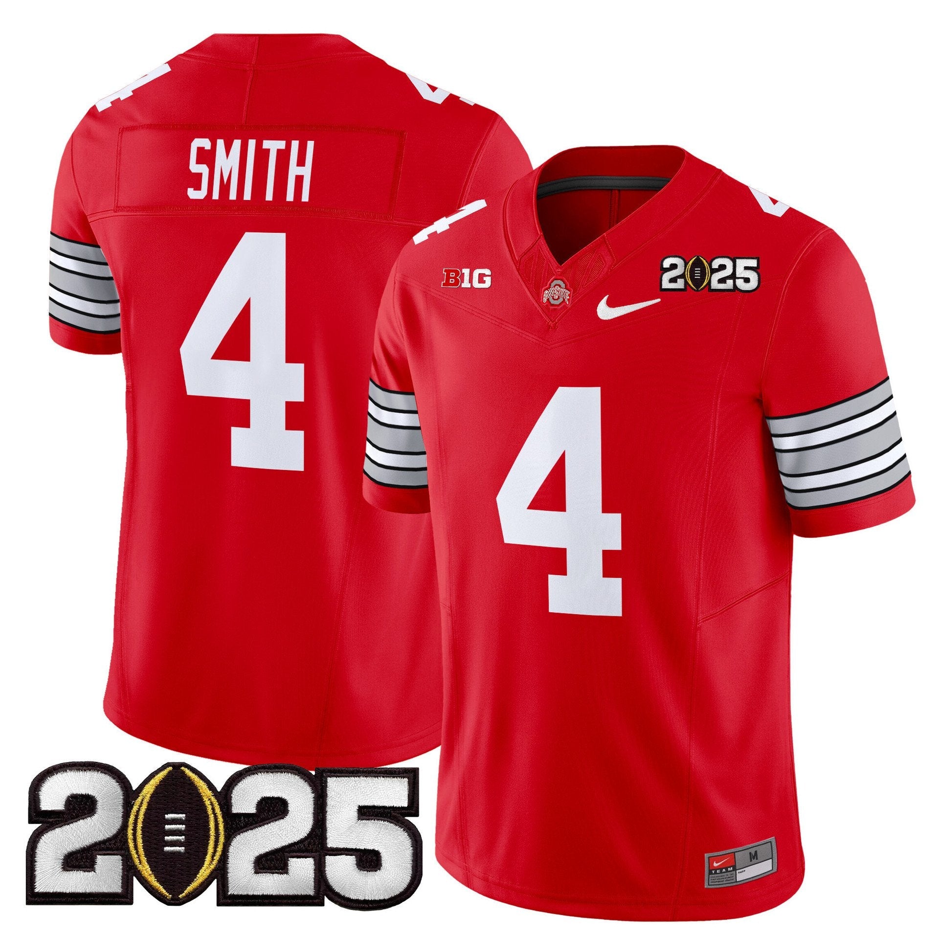 Jeremiah Smith Jersey #4 Ohio State Heritage Stripe 2025 CFP Final Red