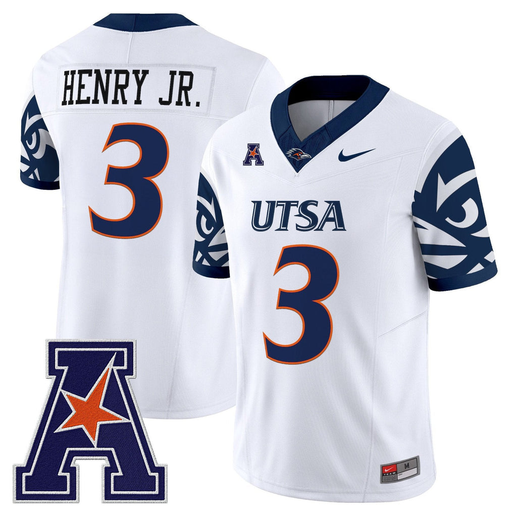 Robert Henry Jr Jersey #3 UTSA Roadrunners 2025 Vapor Limited V2 Stitched White
