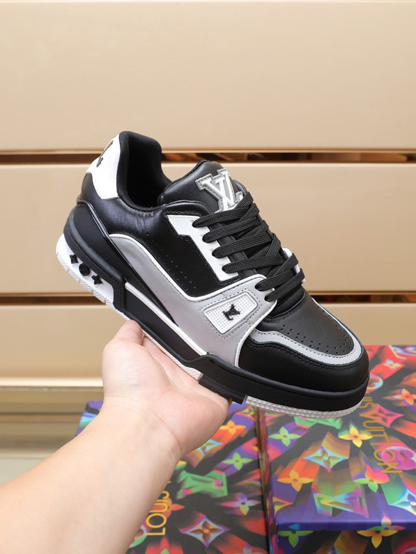 Luxury Virgil Trainer Sneakers Shoes #54 Signature Black Grey Monogram