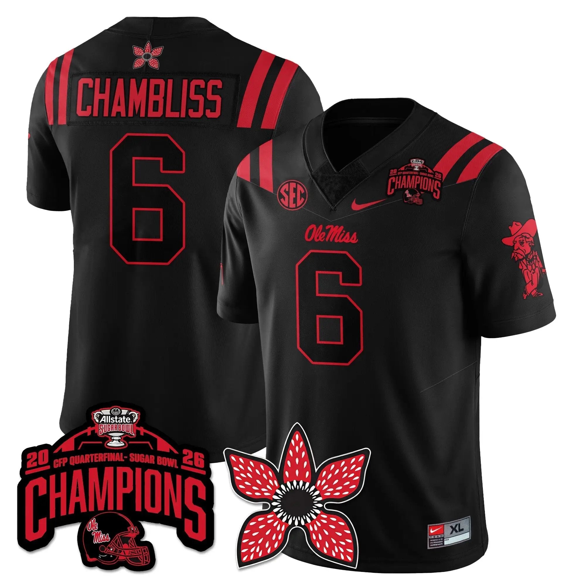 Men Ole Miss Rebels Football Stranger Things Vapor Limited Jersey - Allstate Sugar Bowl Champions