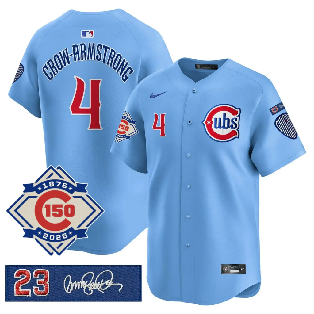 Men Chicago Cubs  Limited Jersey - 150th Anniversary & 'Ryno' Tribute Patch - All Stitched