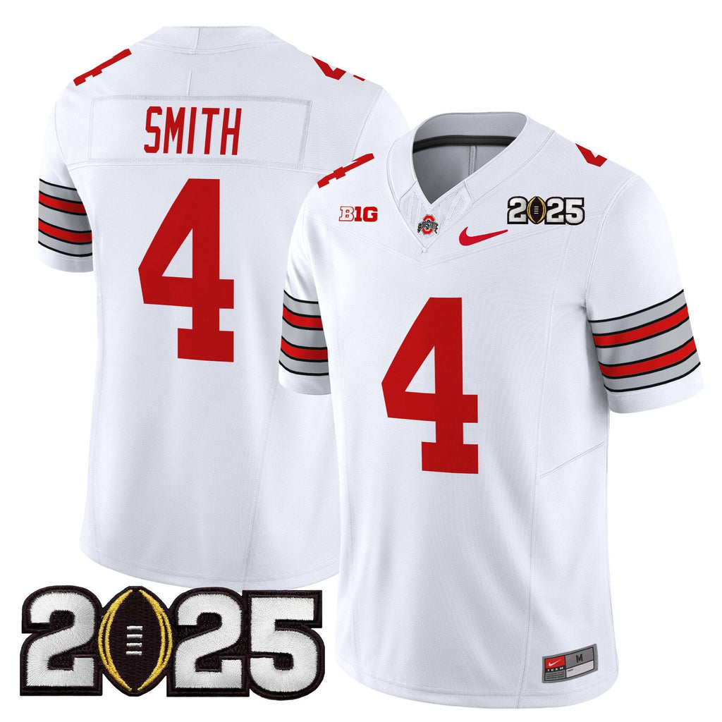 Jeremiah Smith Jersey #4 Ohio State Heritage Stripe 2025 CFP Final White