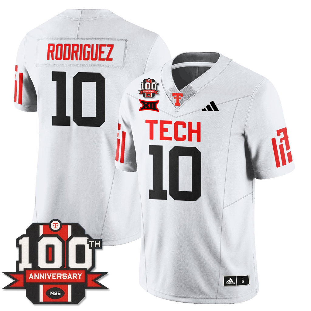 Jacob Rodriguez Jersey #10 Texas Tech Football 100th Anniversary Stitched White