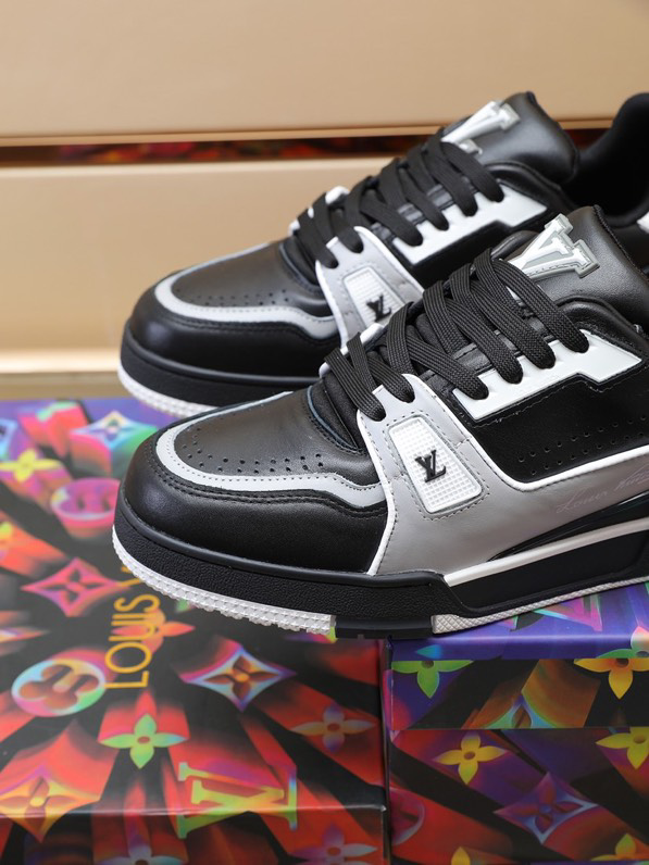 Luxury Virgil Trainer Sneakers Shoes #54 Signature Black Grey Monogram