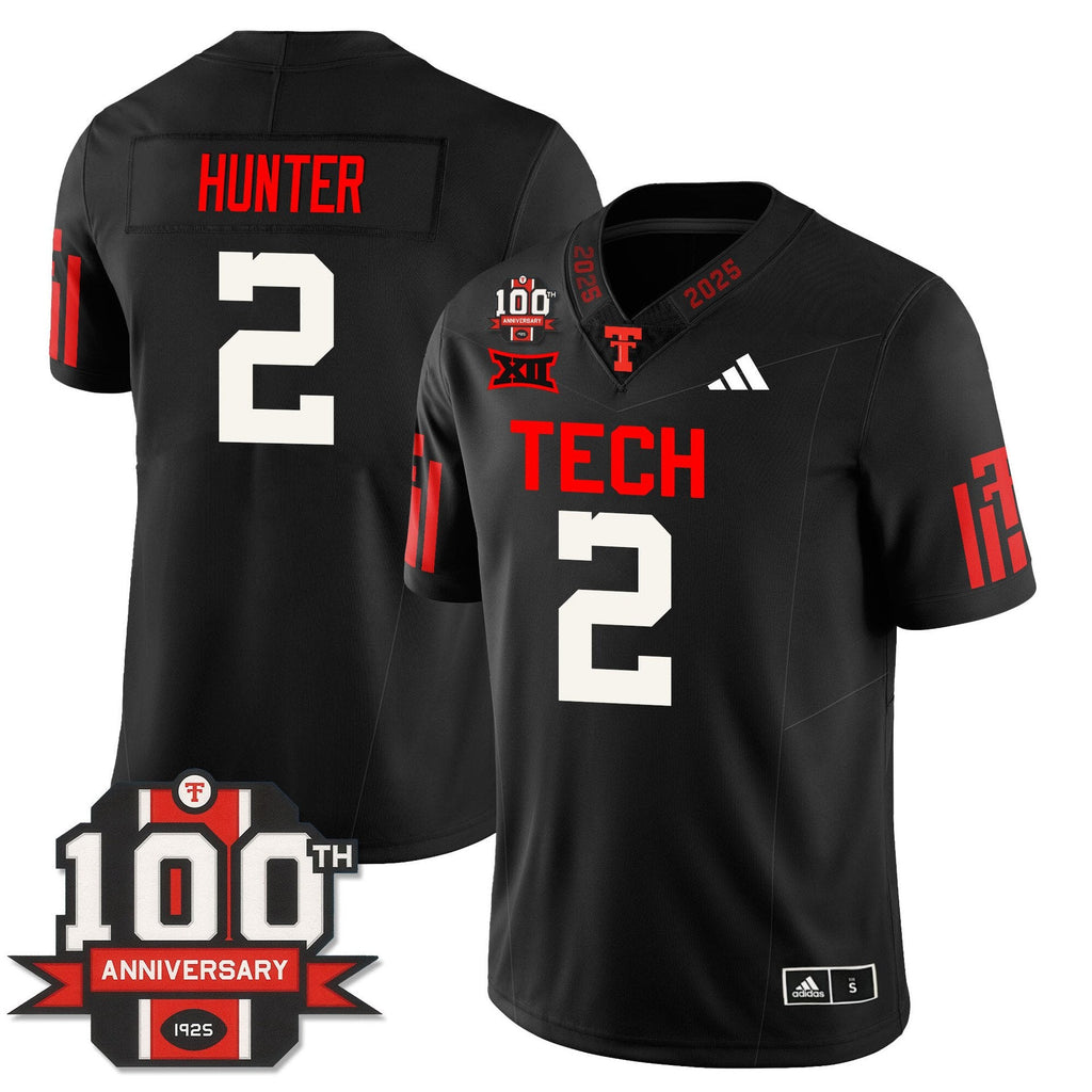 Lee Hunter Jersey #2 Texas Tech Football 100th Anniversary Stitched Black