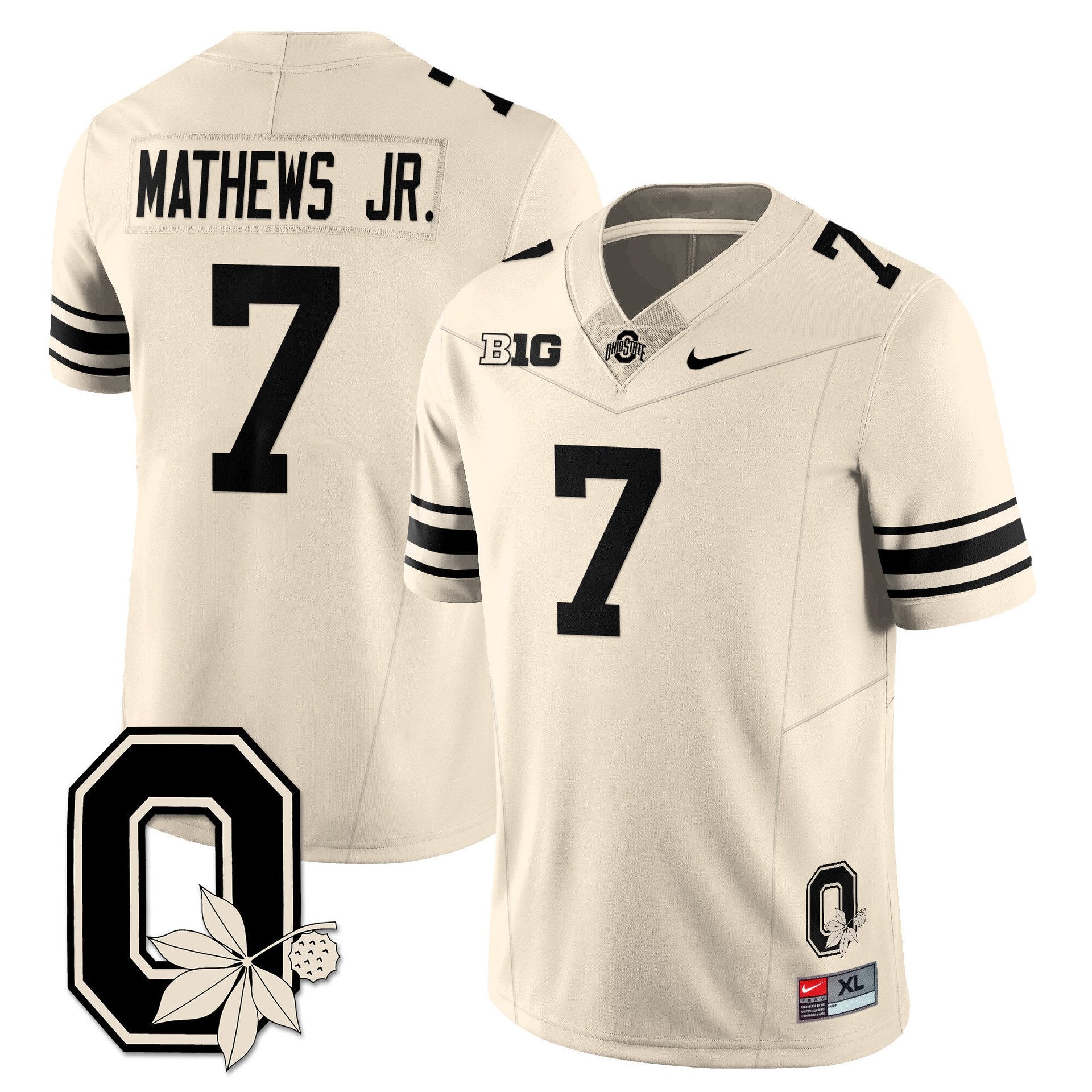 Jermaine Mathews Jr Jersey #7 Ohio State Buckeyes 2025 Limited Stitched Cream