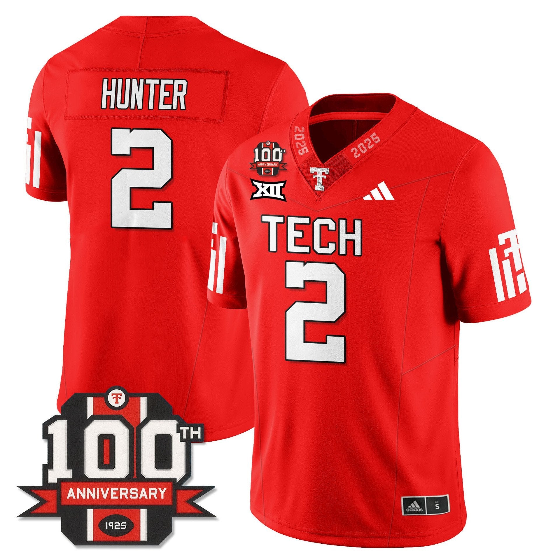 Lee Hunter Jersey #2 Texas Tech Football 100th Anniversary Stitched Red