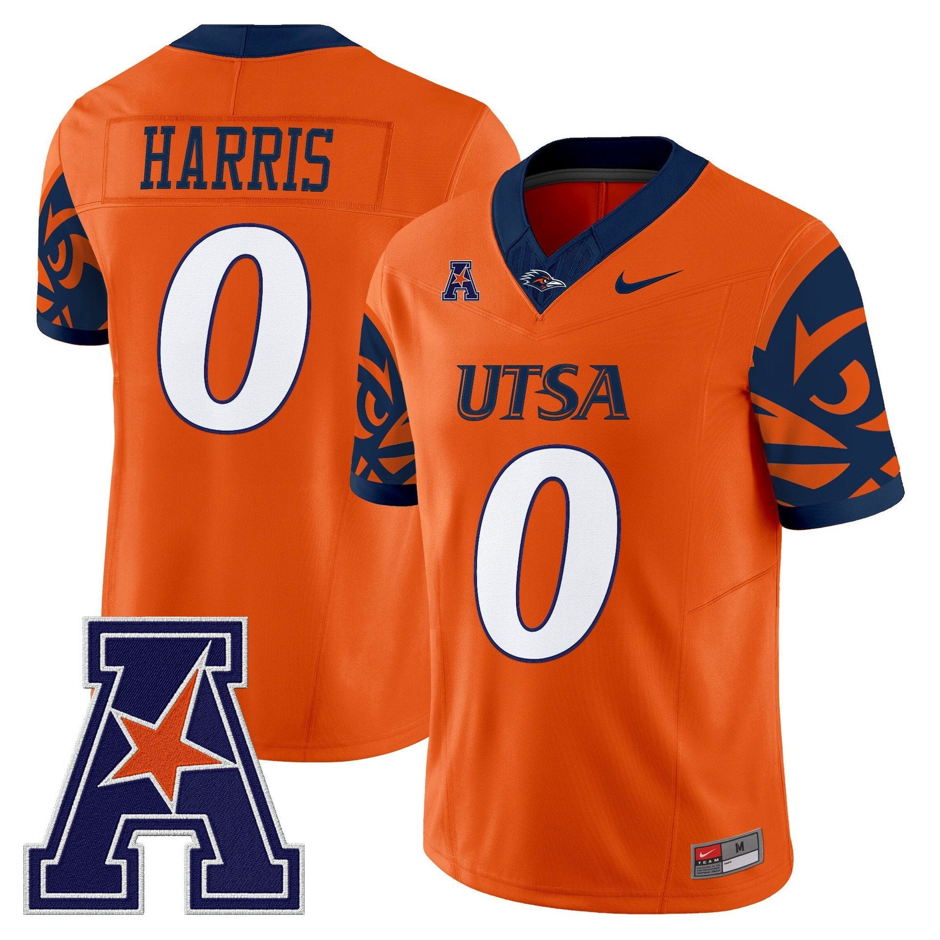Frank Harris Jersey #0 UTSA Roadrunners 2025 Vapor Limited V2 Stitched Orange