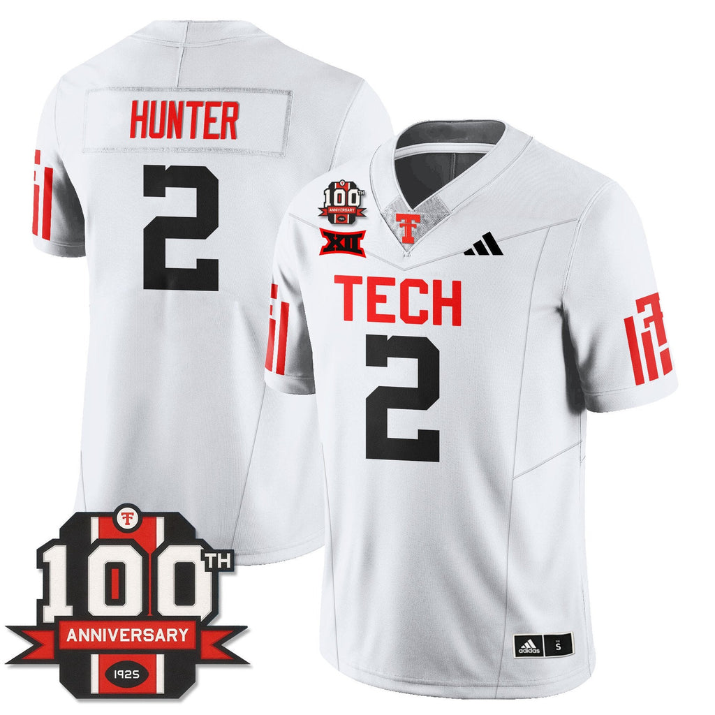 Lee Hunter Jersey #2 Texas Tech Football 100th Anniversary Stitched White