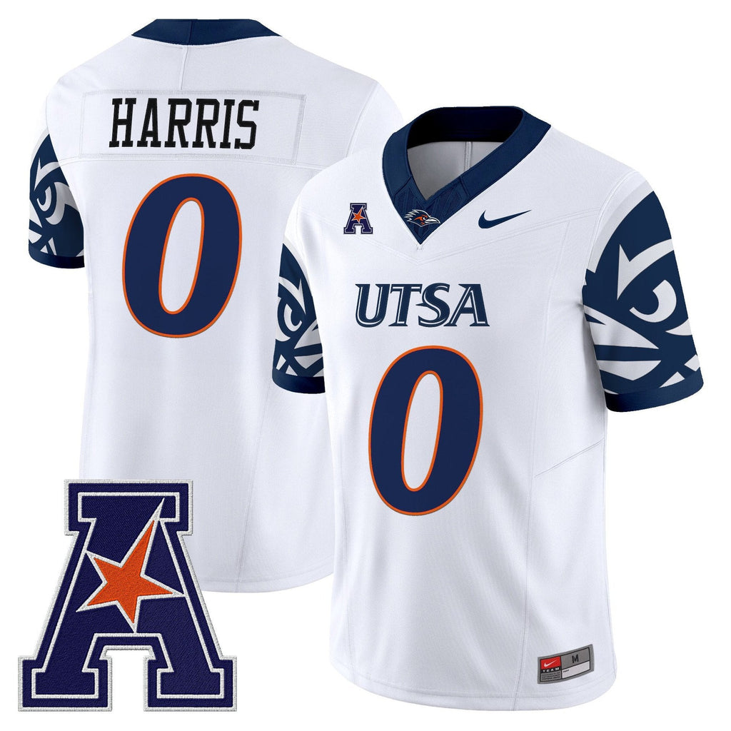 Frank Harris Jersey #0 UTSA Roadrunners 2025 Vapor Limited V2 Stitched White