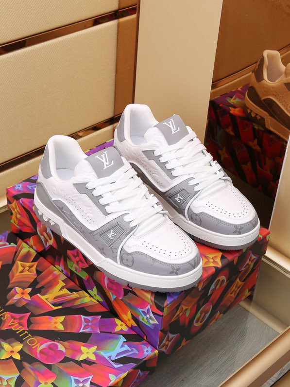 Luxury Trainer Skate Sneakers Shoes #54 Signature Gray White