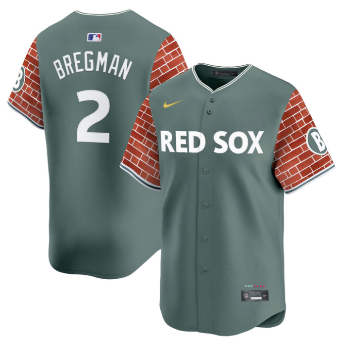 Alex Bregman Jersey #2 Boston Red Sox 2025 Fenway Red Brick Style Vapor Premier Stitched Green