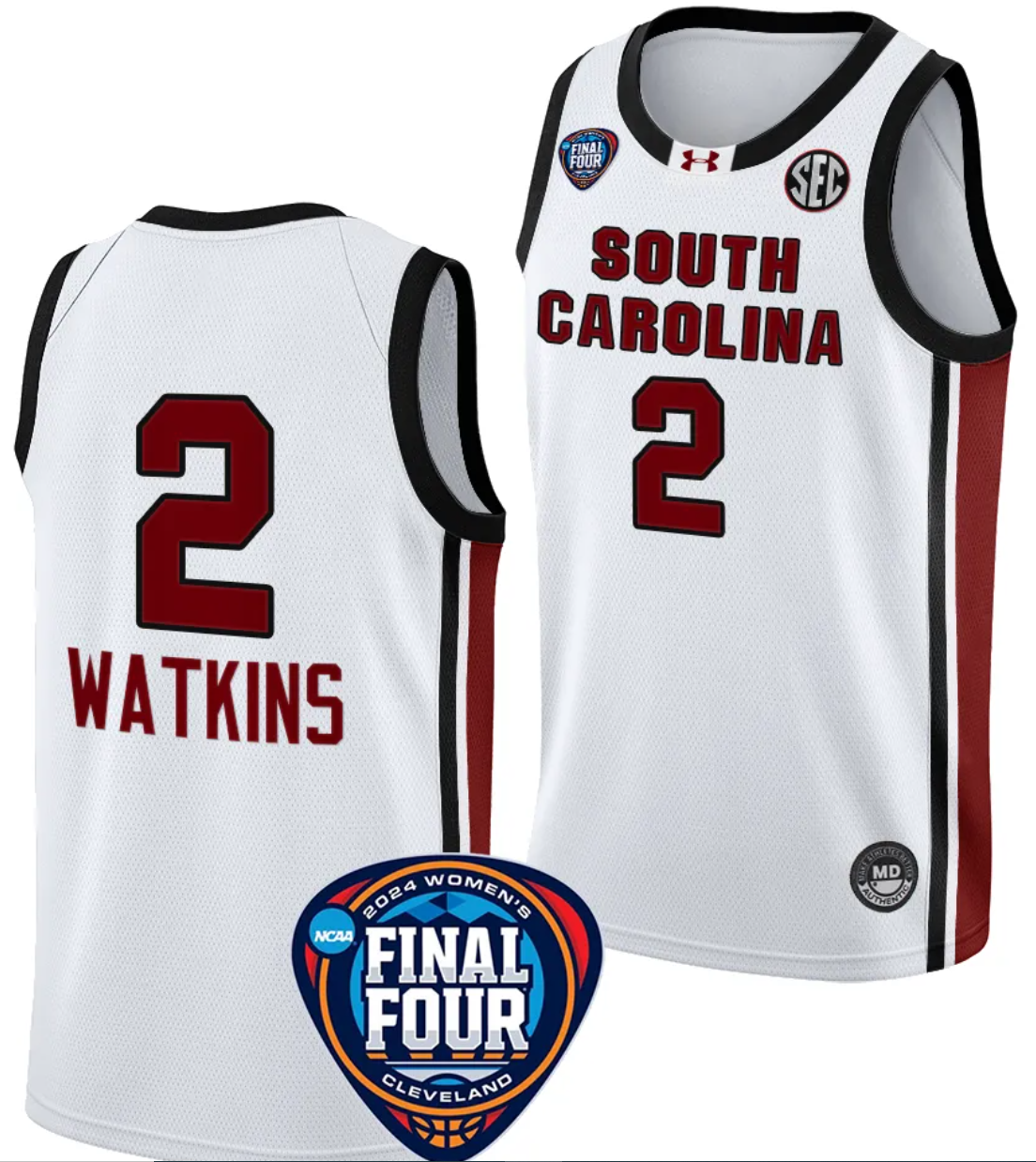 Ashlyn Watkins Jersey #2 South Carolina Gamecocks Basketball 2024 NCAA March Madness Final Four White