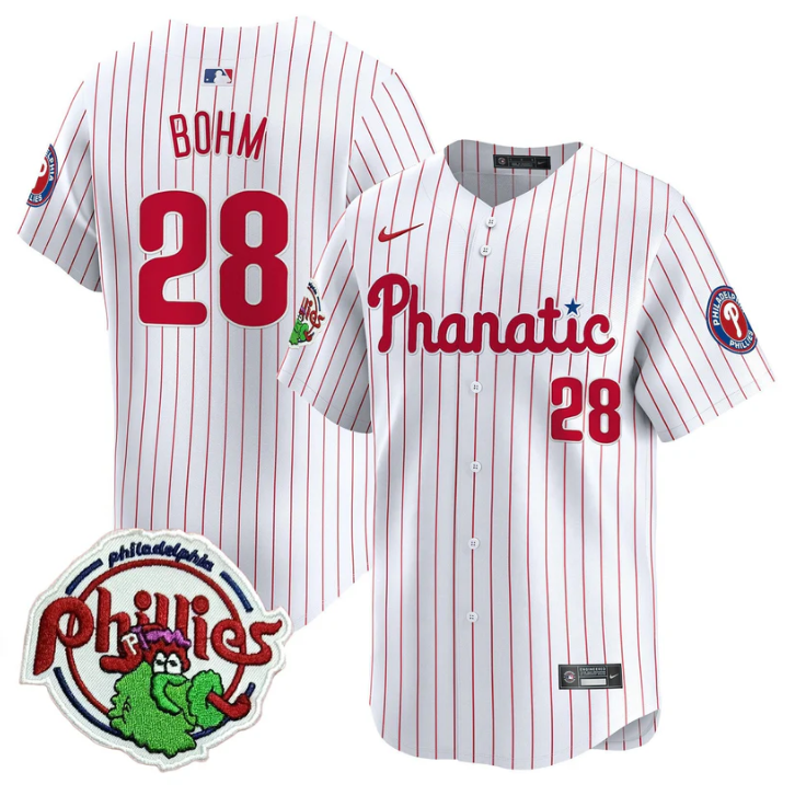 Alec Bohm Jersey #28 Phillies Phanatic Patch Vapor Premier Limited Stitched White