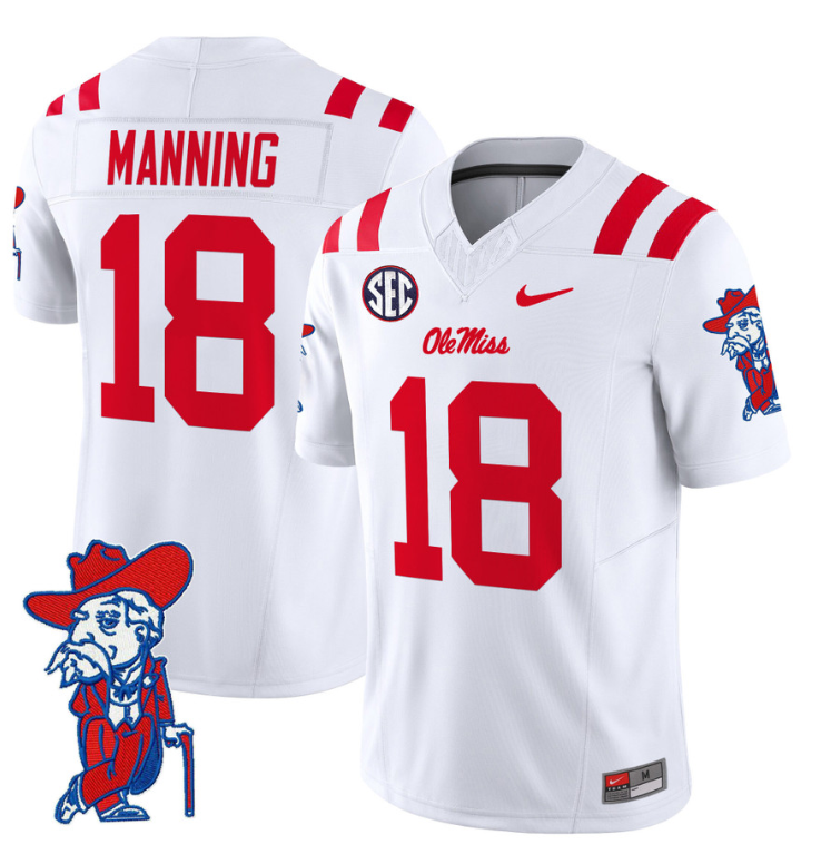 Archie Manning Jersey #18 Ole Miss Rebels Vapor Limited College Football Stitched White