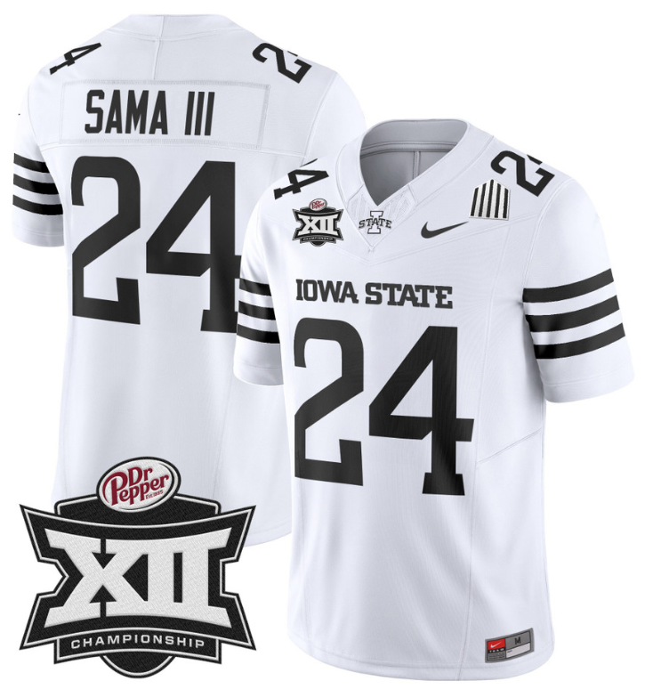 Abu Sama III Jersey #24 Iowa State 2024 Championship Patch Vapor White Limited