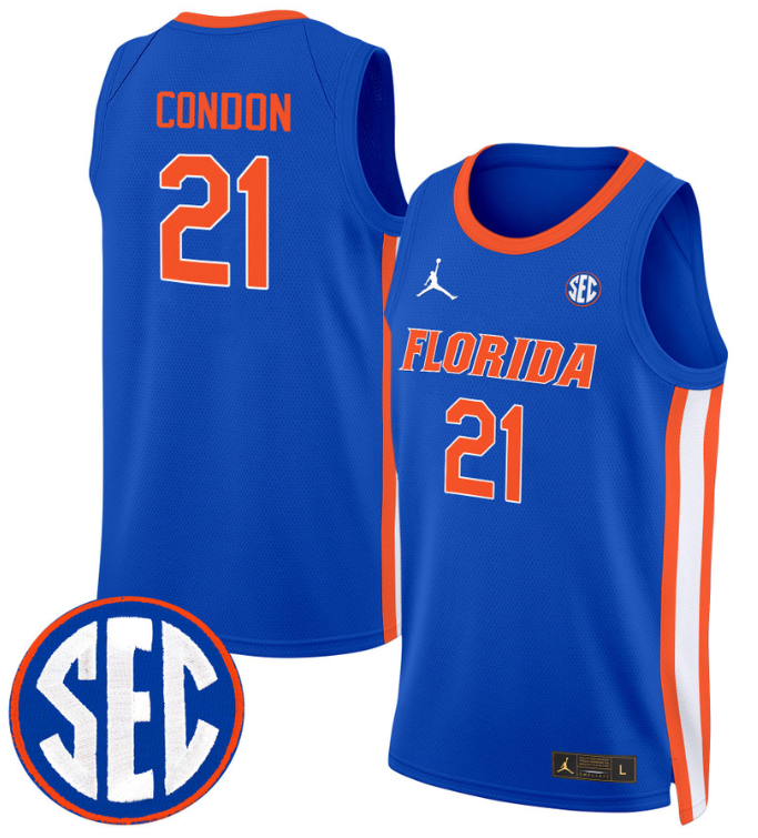 Alex Condon Jersey #21 Florida Gators Swingman Basketball Stitched Royal