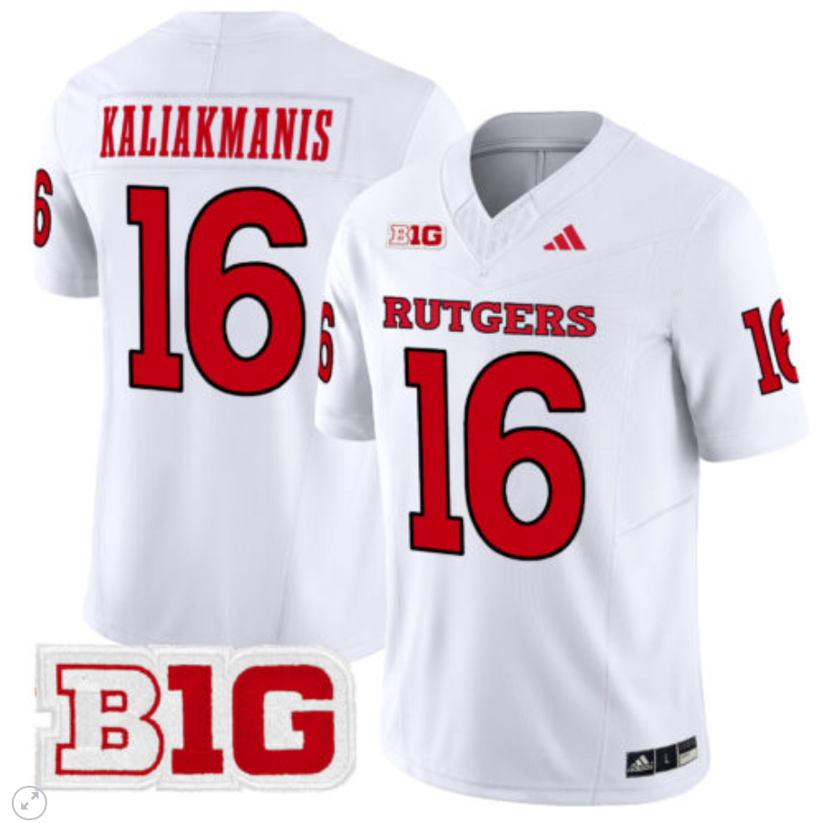 Athan Kaliakmanis Jersey #16 Rutgers Scarlet Knights Vapor Limited Football White