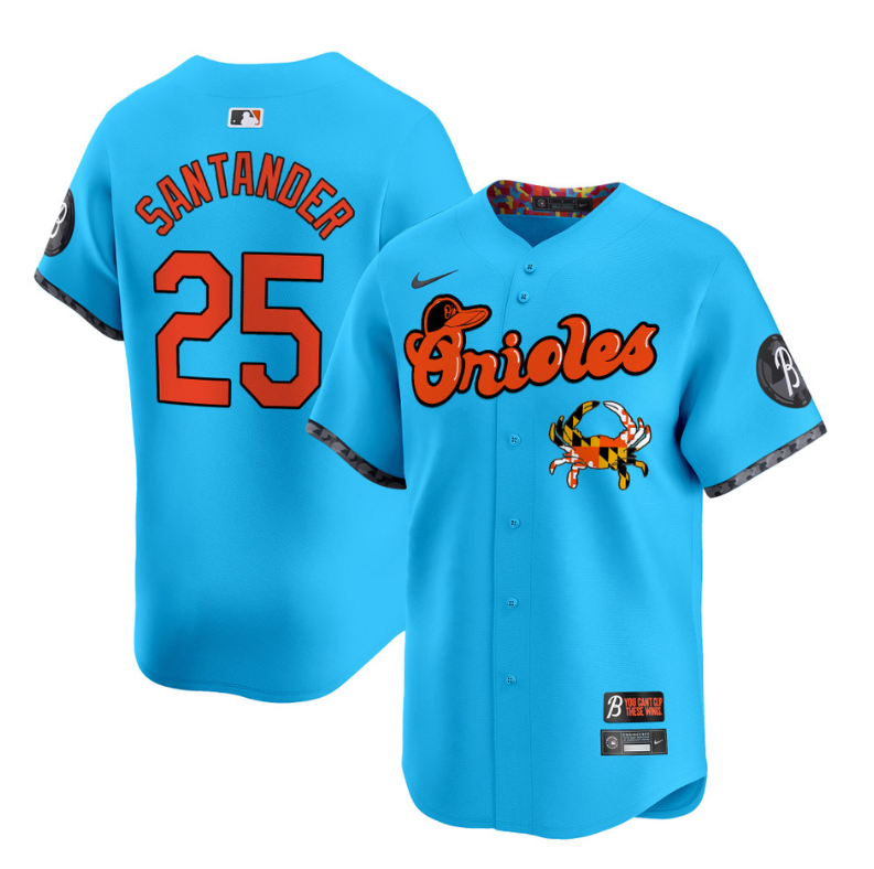Anthony Santander Jersey #25 Baltimore Orioles Maryland Blue Crab Vapor Stitched Light Blue