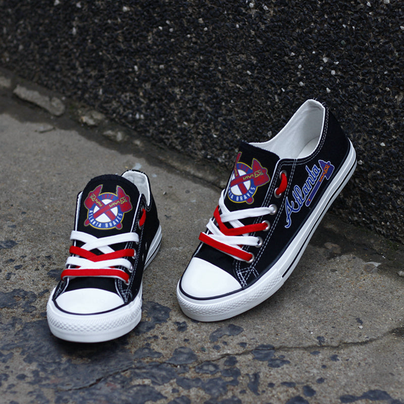 Atlanta Braves Limited Print MLB Baseball Fans Low Top Canvas Shoes Sport Sneakers