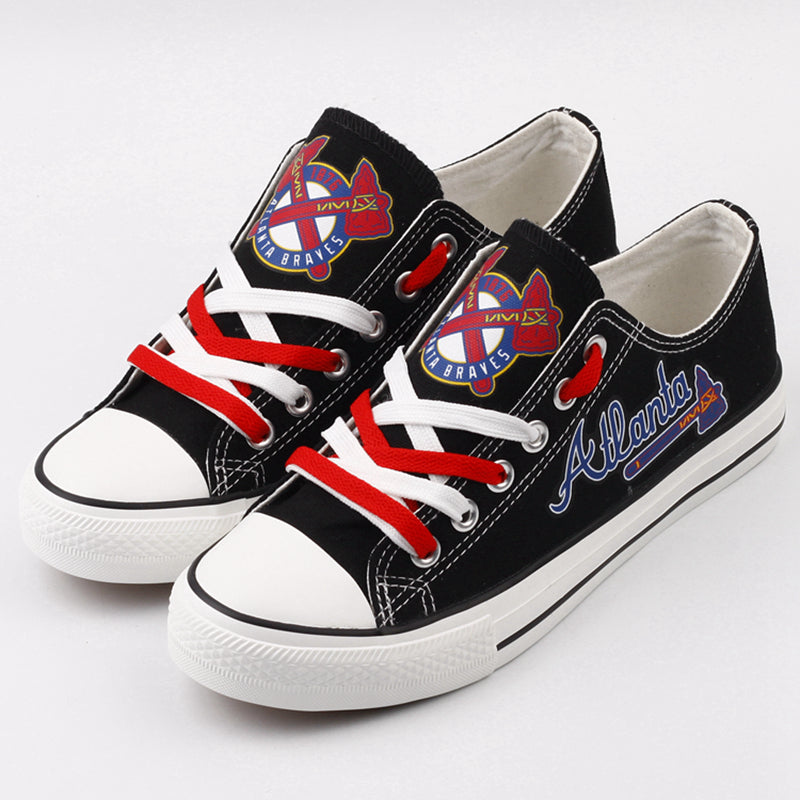 Atlanta Braves Limited Print MLB Baseball Fans Low Top Canvas Shoes Sport Sneakers